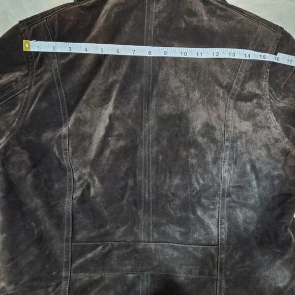 Cruze Brown Suede Leather Jacket with Removable Hoody - Size Large - Picture 12 of 13